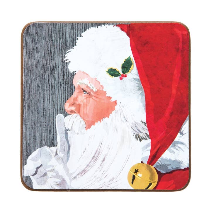 Santa Harboard Coaster, Set of 4 for wholesale by C&F Home