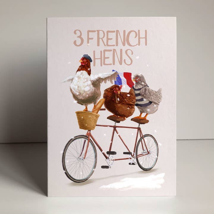 Fasanian Artistry - Wholesale Christmas Card - Funny 3 French Hens Christmas Card Pun Joke