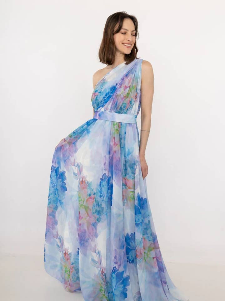 Long floral evening dress - 80600 for wholesale by Marie June