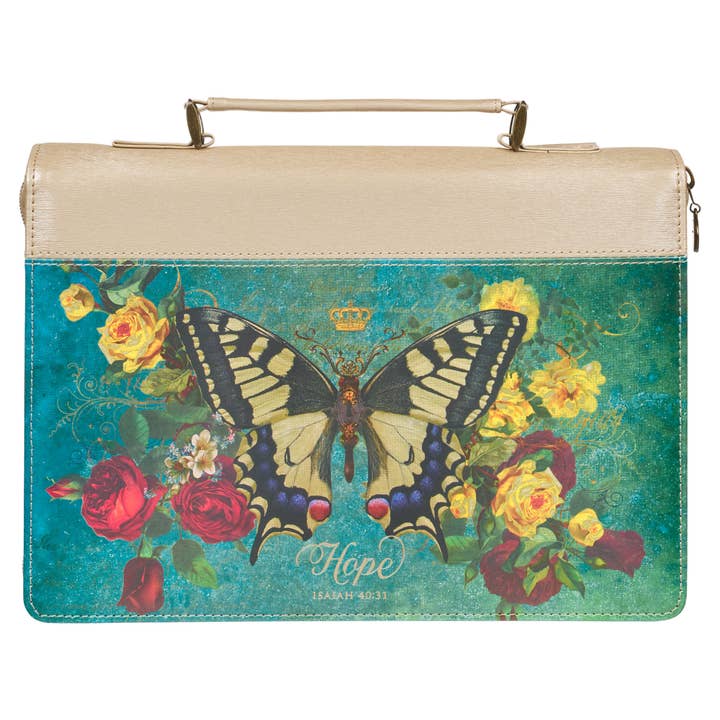 Couverture de Bible tendance taupe/papillon imprimée Hope Isa. 40:31 pour la vente par Christian Art Gifts