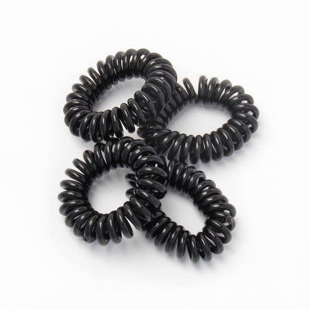 Inca UK – wholesale Hair tie – Spiral cord elastic - 9mm Thick - Card of 4 - Black1