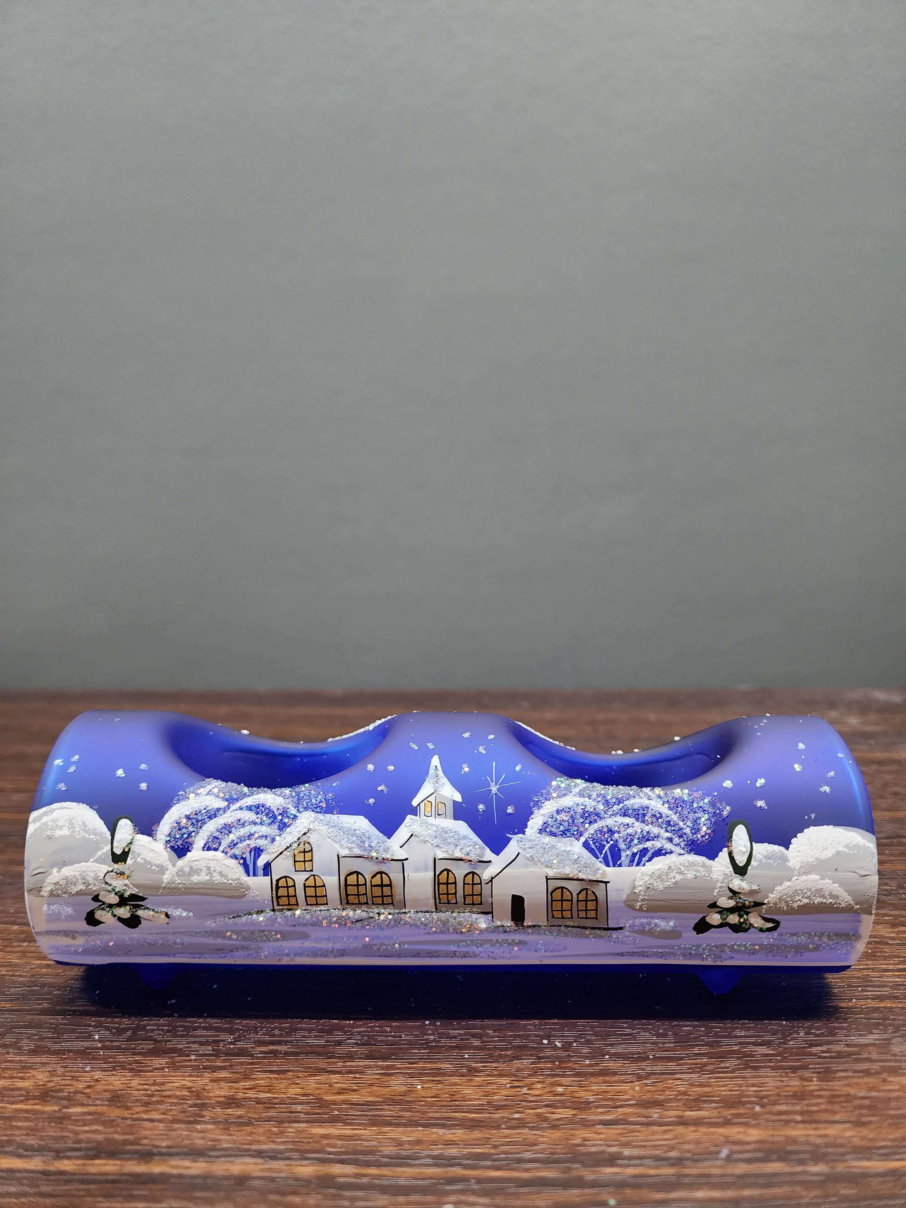 Glass by Iness - Wholesale Candle Holder - White Church In Winter Wonderland Collection - Candle Holder24