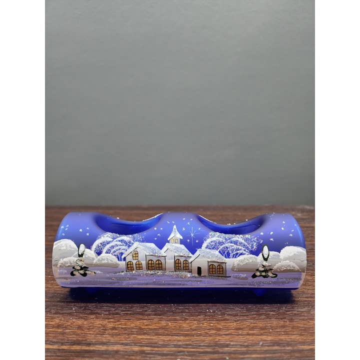 Glass by Iness - Wholesale Candle Holder - White Church In Winter Wonderland Collection - Candle Holder24
