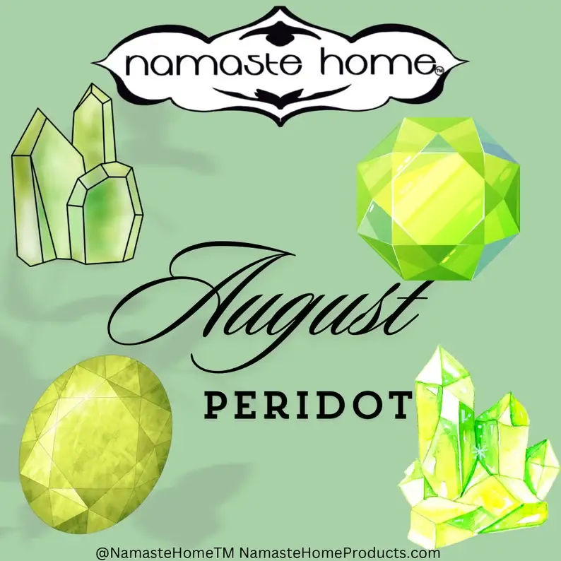 Namaste Home - Wholesale Jar/Filled Candle - August Birthstone Candle Adorned with Genuine Peridot2