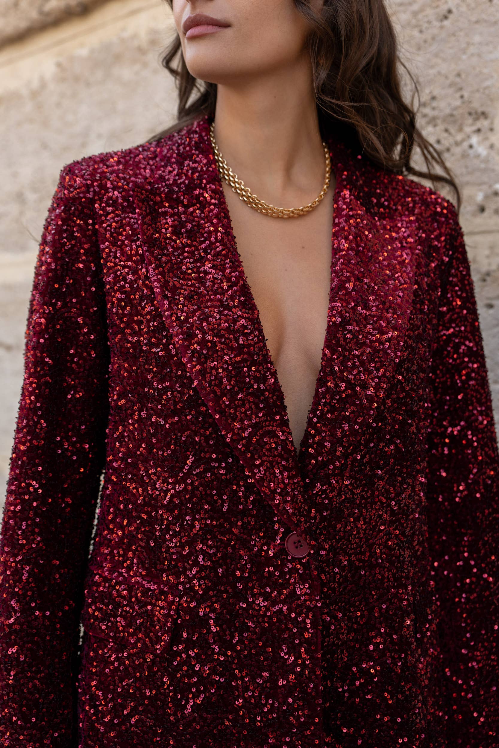 Attentif Paris - Wholesale Blazer - Women's - Straight-cut sequin blazer12