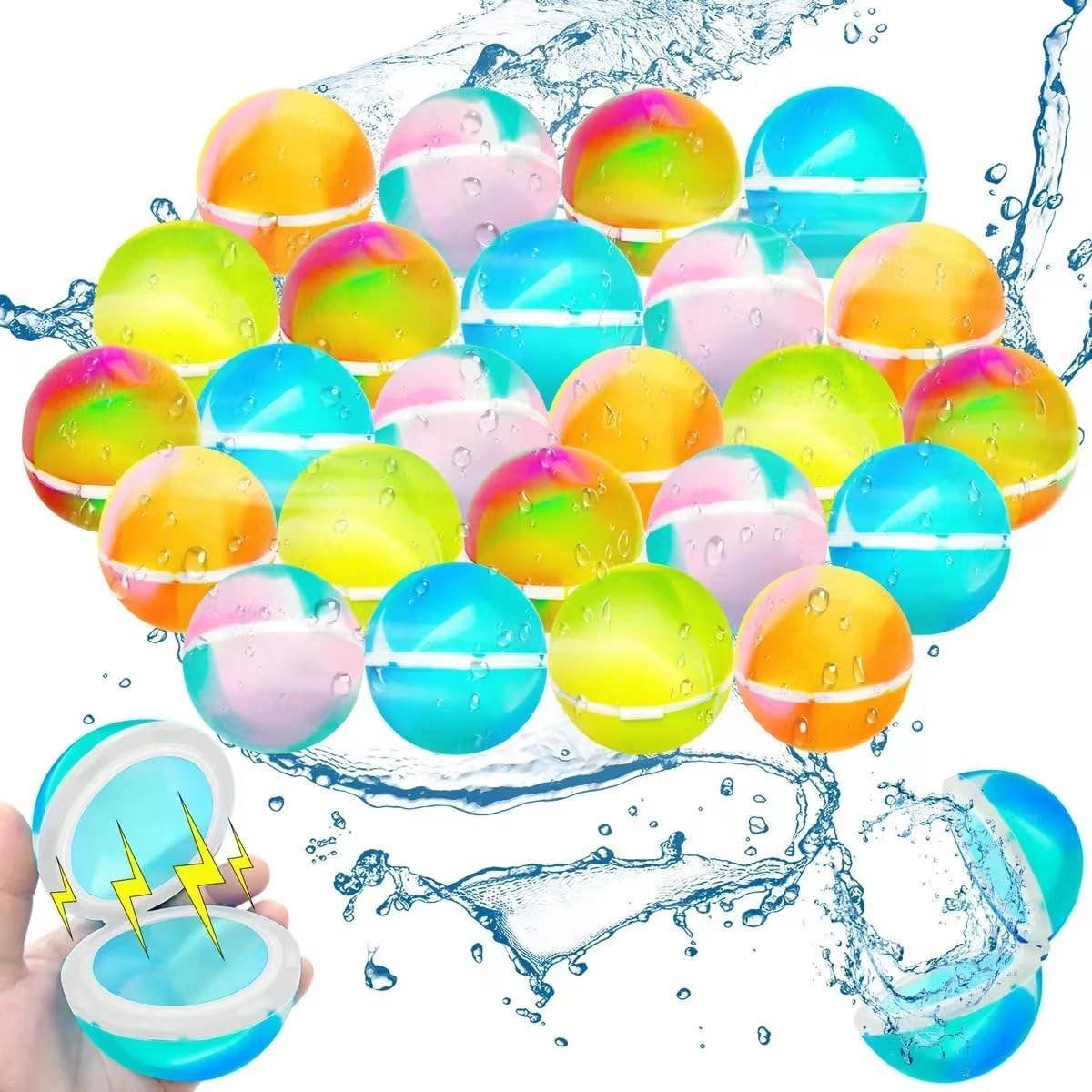 Lelaffet - Wholesale Beach/Pool Toy - Kids & Baby - 6 PCS Reusable Water Balloons, Refillable Silicone Water Bal0