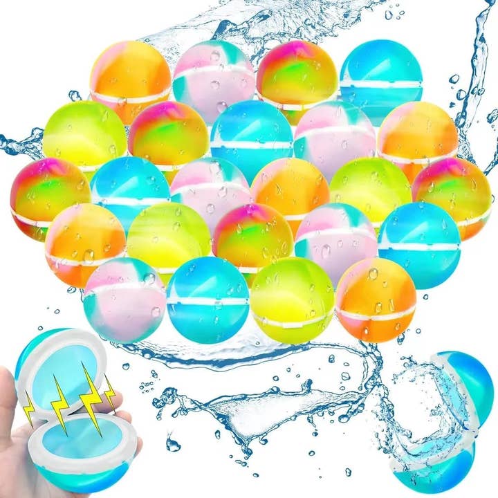 Lelaffet - Wholesale Beach/Pool Toy - Kids & Baby - 6 PCS Reusable Water Balloons, Refillable Silicone Water Bal