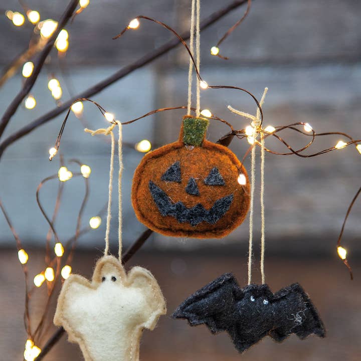 The Hearthside Collection - Wholesale Ornament Set - 3/Set, Mini Felt Halloween Ornaments