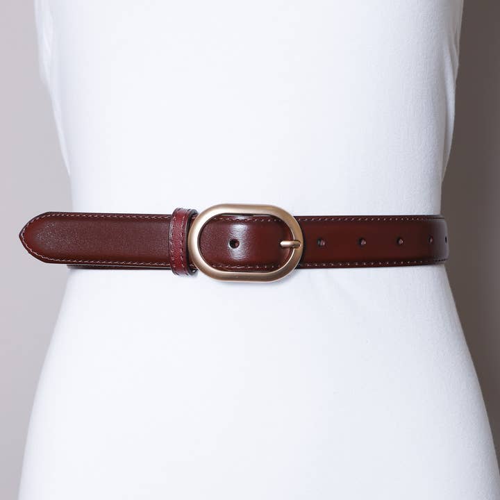 Leto Accessories – Großhandel Gürtel – Damen – Matt Rosegold Oval Schnalle Hüftgürtel