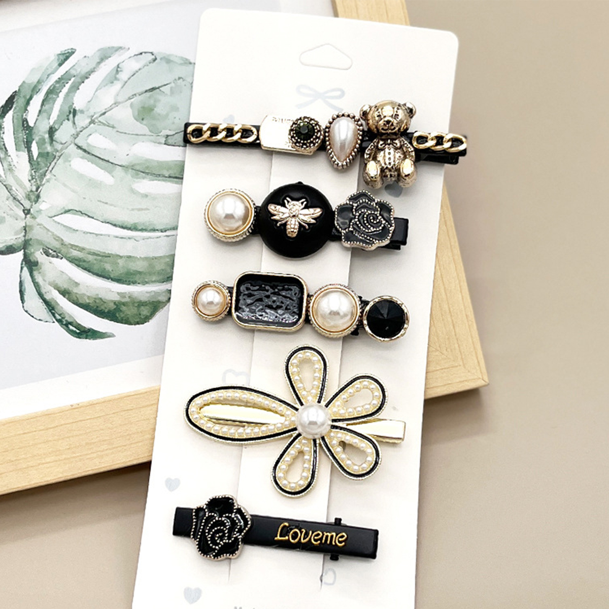 ACCITY - Wholesale Hair Clip - Women's - Rhinestone Pearl Hair Clip Set-Elegant Side Pin _CWASC0349617