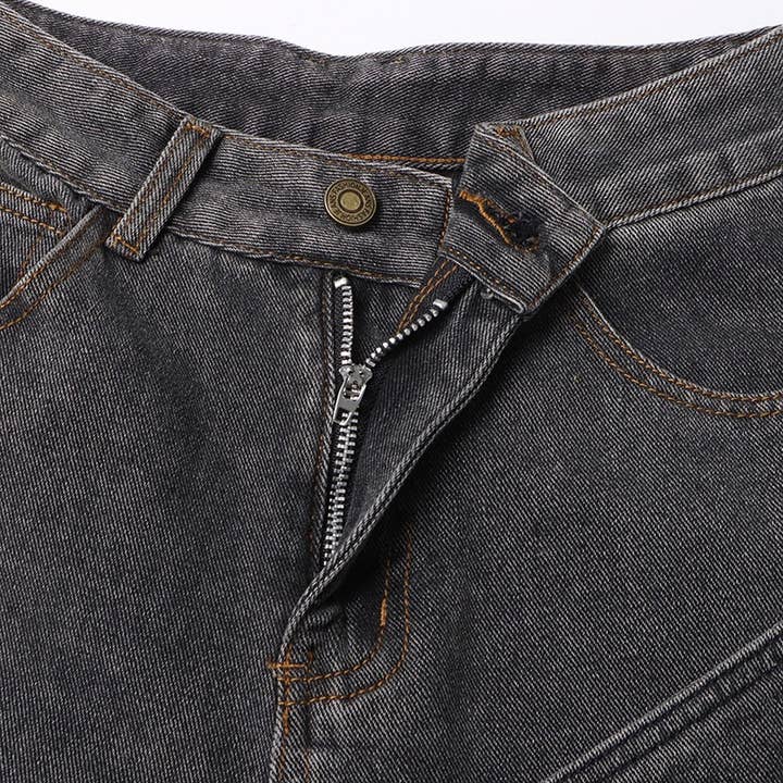 Grigio Jeans invecchiati a vita alta alla moda JP015Y - Stile retrò in vendita all'ingrosso su Faire9