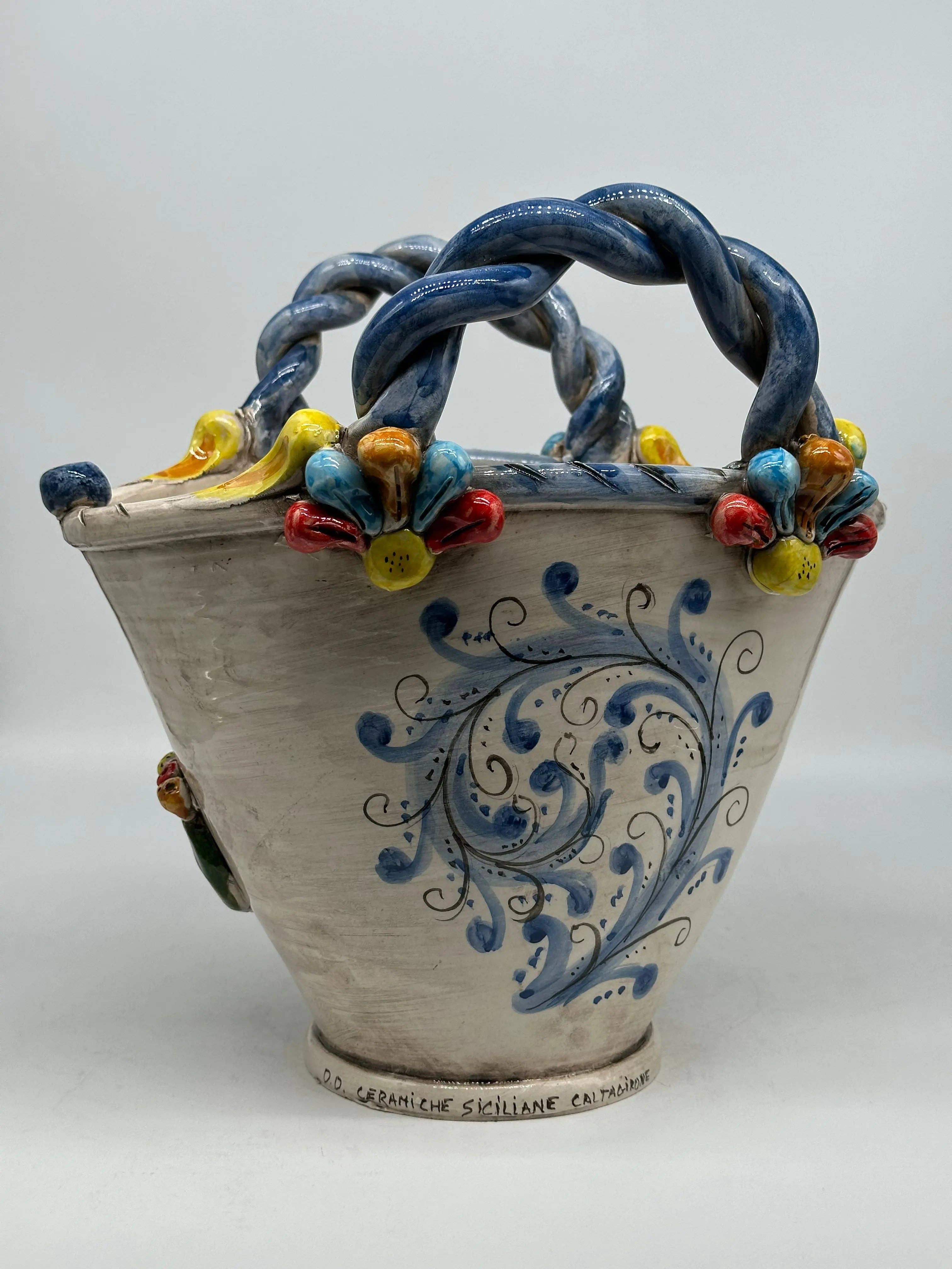 DD Ceramiche Siciliane - Wholesale Decorative Tabletop Object - Coffa Siciliana Ceramica Caltagirone Artisanal Centerpiece Organizer8