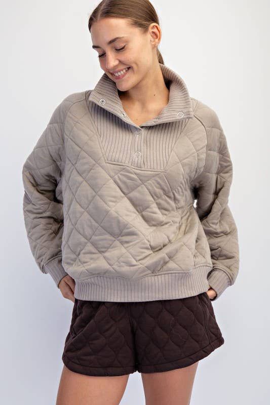 Sunday Morning - Venta al por mayor Sudadera - Mujer - T350037-Pulóver Acolchado de Manga Larga con Broches18