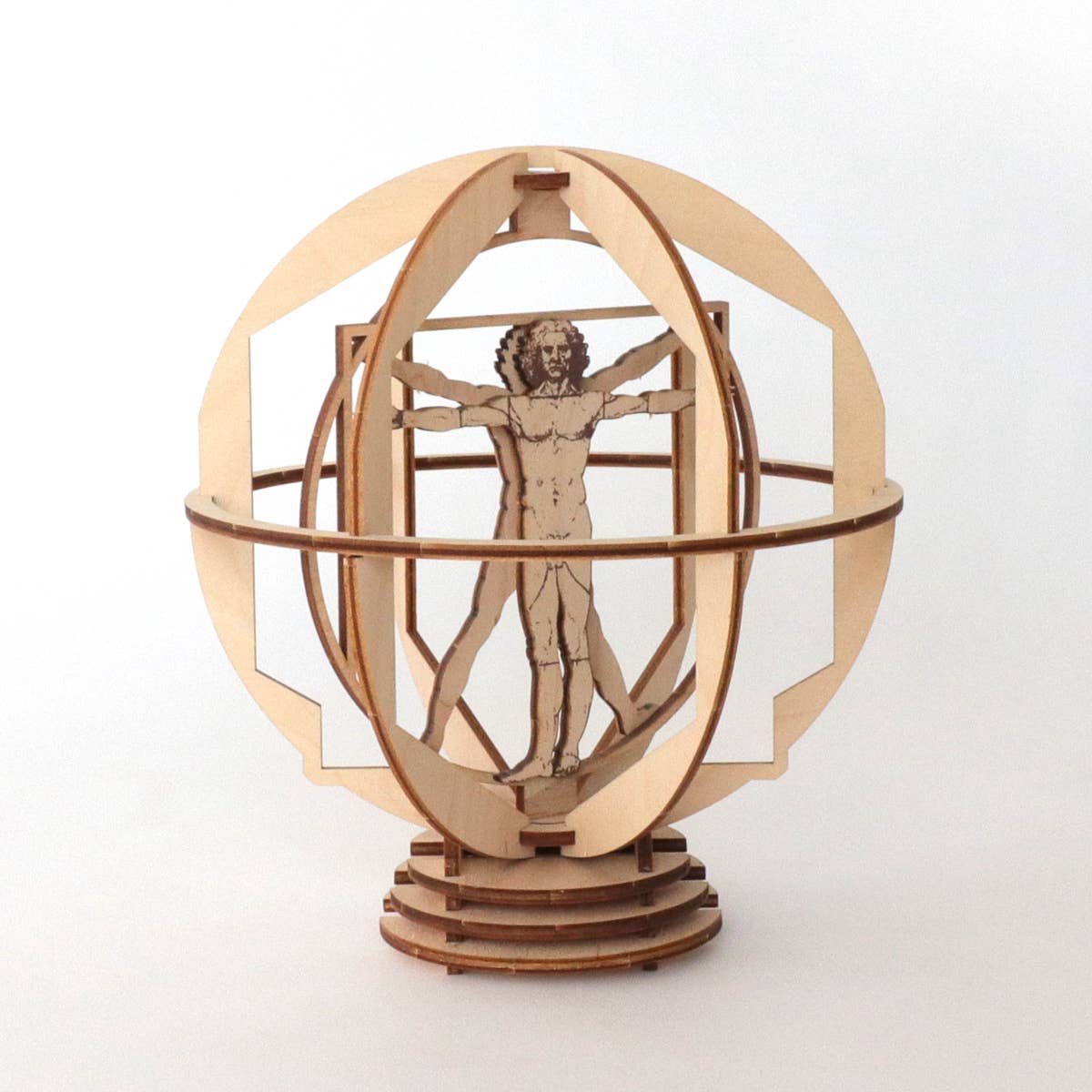 Dahimo - Vente Kit de bricolage - Maquette en bois rotative de l’Homme de Vitruve de Da Vinci - Kit historique2