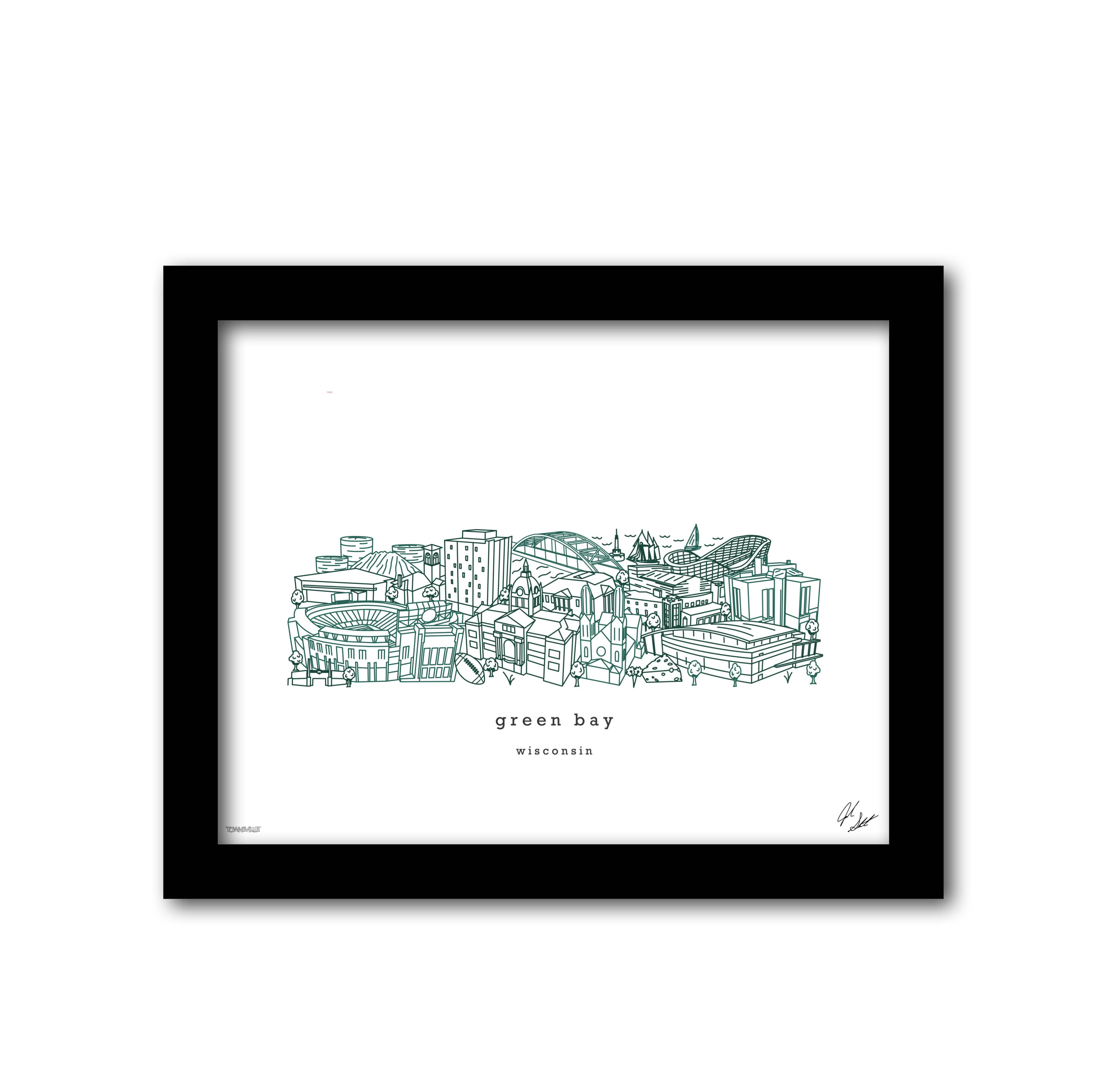 Townsville Art - Wholesale Art Print - Green Bay Wisconsin Minimalist Wall Decor1