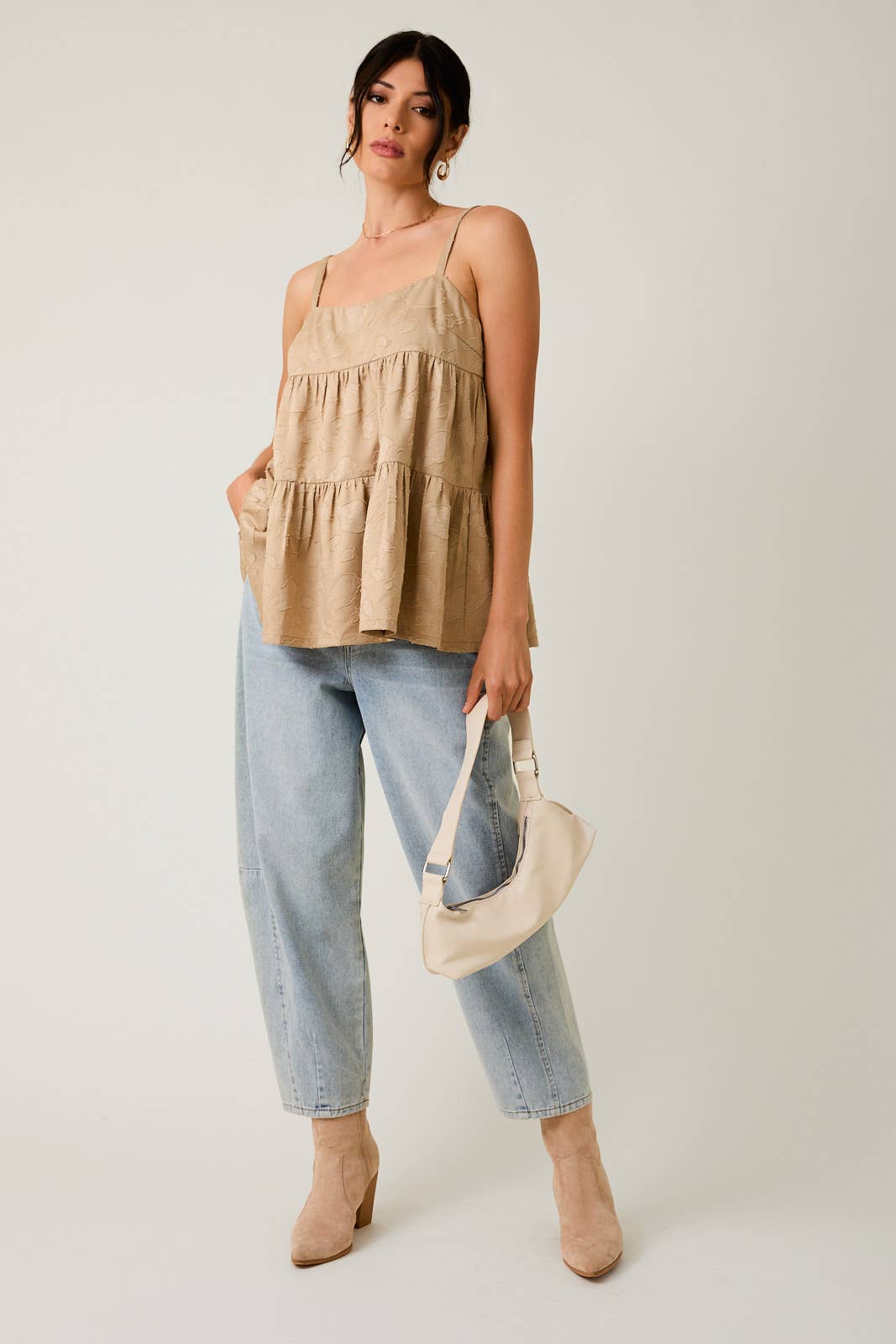 Sunday Edition - Wholesale Blouse - Women's - SLEEVELESS TIERED JACQUARD WOVEN TOP12