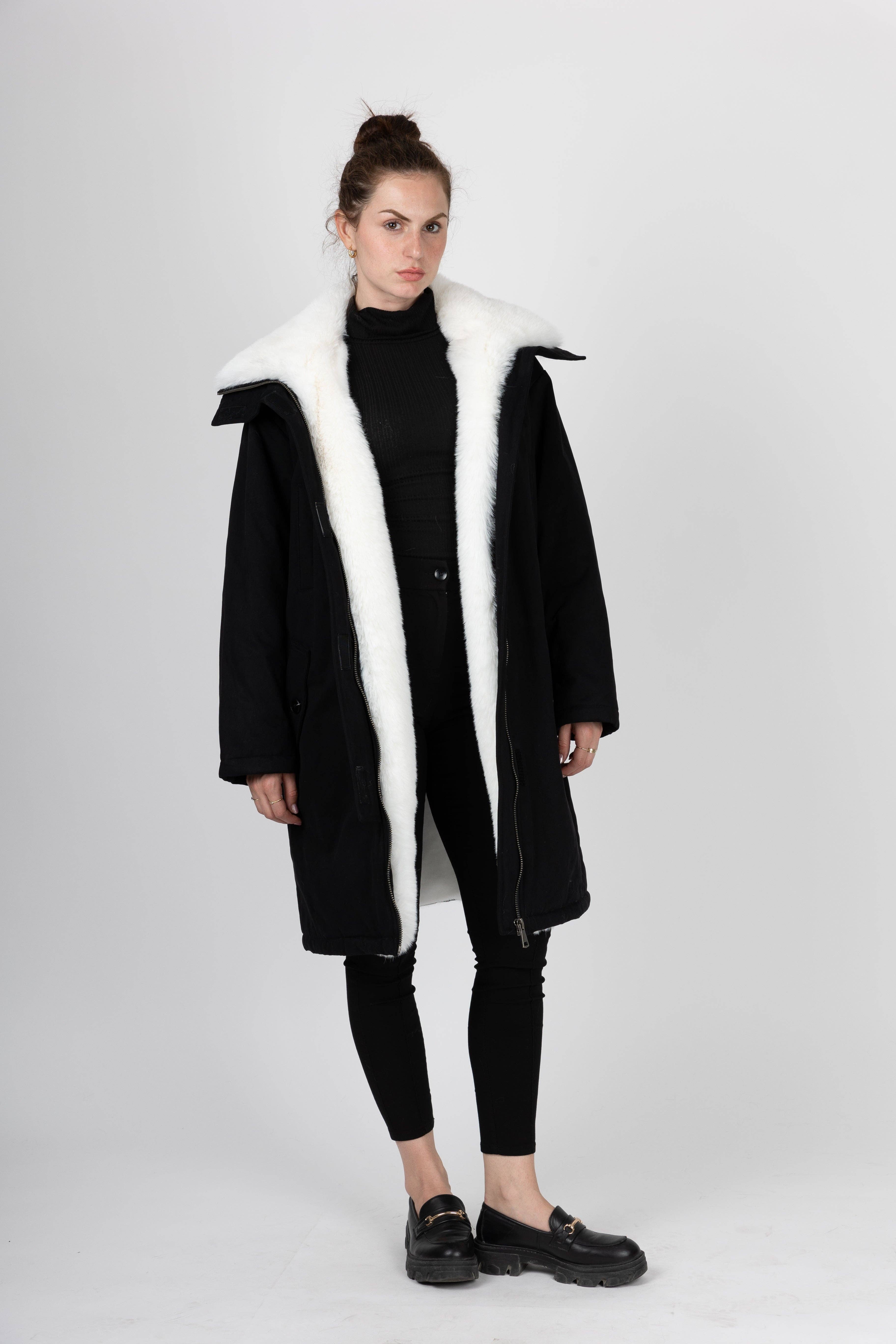 KZELL PARIS - Wholesale Parka - Women's - LONG PARKA WITH CONTRASTING FAUX FUR INTERIOR AND COLLAR0