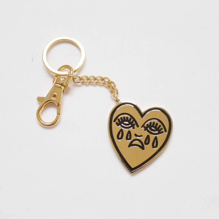 Cousins Collective - Wholesale Keychain - Women's - Crying Heart Tattoo Keyring Keychain  - Gold