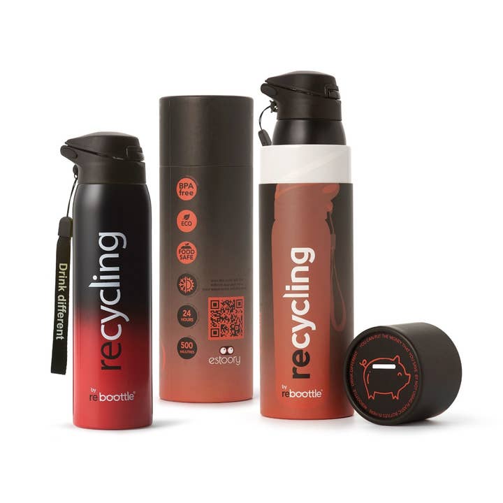 Bottiglia termica THERMO RCL – Nero e Rosso per la vendita all'ingrosso da parte di Reboottle