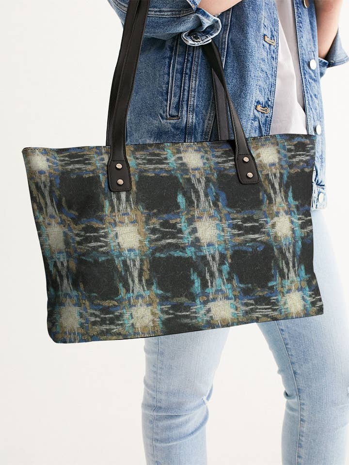 Pied de poule Stylish Tote - MADE AND PRINT TO ORDER for wholesale by Elena Milani Ltd