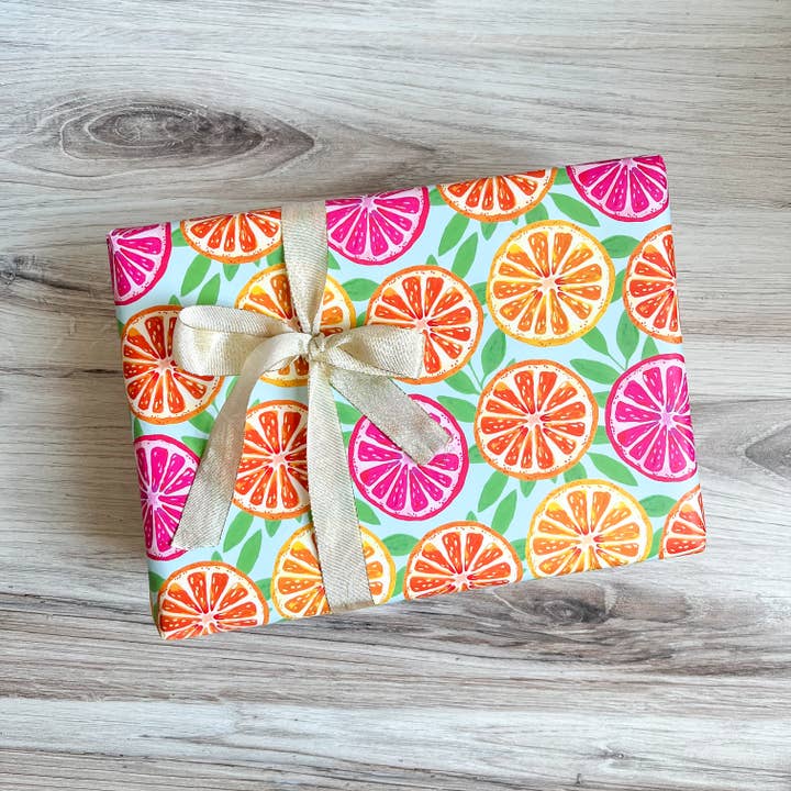 Gert & Co - Wholesale Wrapping Paper Roll - Bright Oranges Gift Wrap | Bright Citrus Wrapping Paper