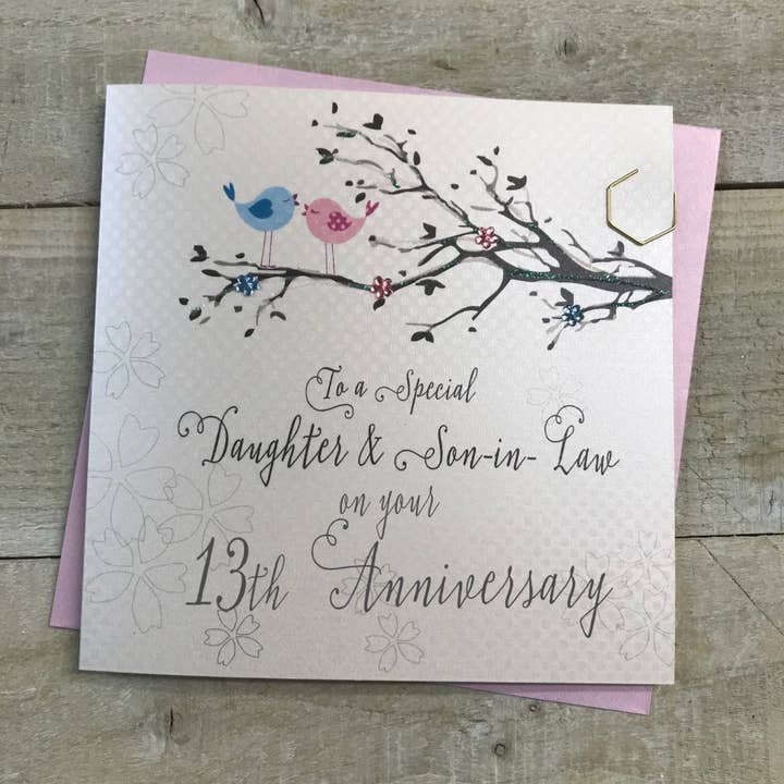 13th Lace Daughter & Son-In-Law - Birds & Branch (PD193-13) for wholesale by White Cotton Cards