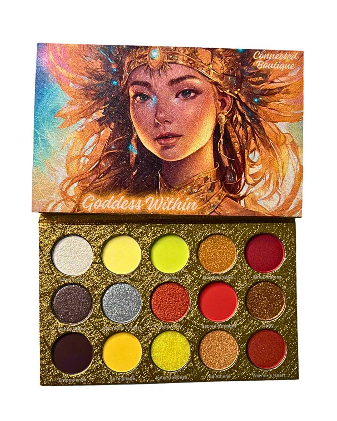 Connected Boutique - Wholesale Eyeshadow Palette - Goddess Within 15‑Shade Eyeshadow Palette – Bold Mattes & Luminous Shimmers4