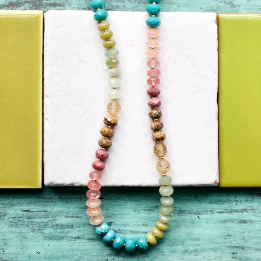 a.v. max – Colar com missangas/pérolas por atacado – Colar Gemma Medium Rondelle|16 Combinações de Pedras11