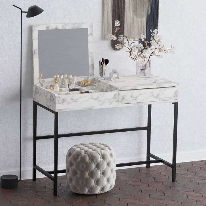 Multi Colored Decormet Linda Dressing Table Carrara Marble for wholesale on Faire0