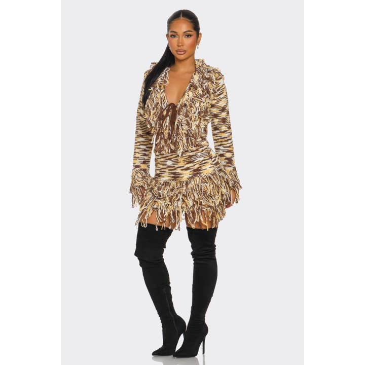 MULTI Completo Gonna e Maglione con Frange Multicolore in vendita all'ingrosso su Faire2