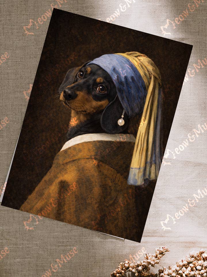 Tarjeta postal 'El suave Dachshund' para venta al por mayor de Meow & Muse