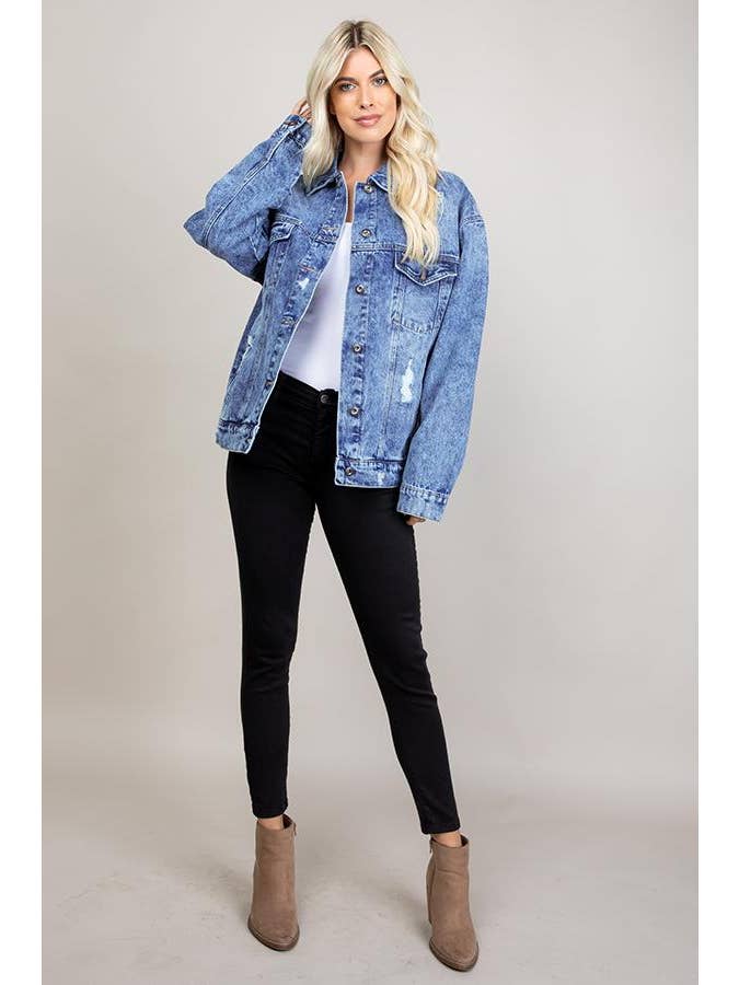 BLUE AGE - Vendita all'ingrosso Giacca di jeans - Donna - Giacca di jeans oversize destroyed