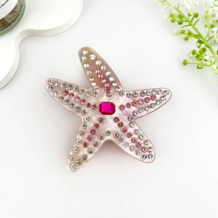 mildstyles - Wholesale Haarclip - Dames - Delicate haarklem met stras zeesterren van acetate5