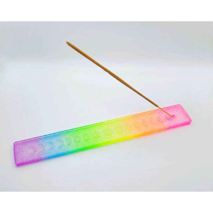Eco-Friendly Resin Rainbow Moon Phases Incense Holder/Burner for wholesale by Slightly Askew Art