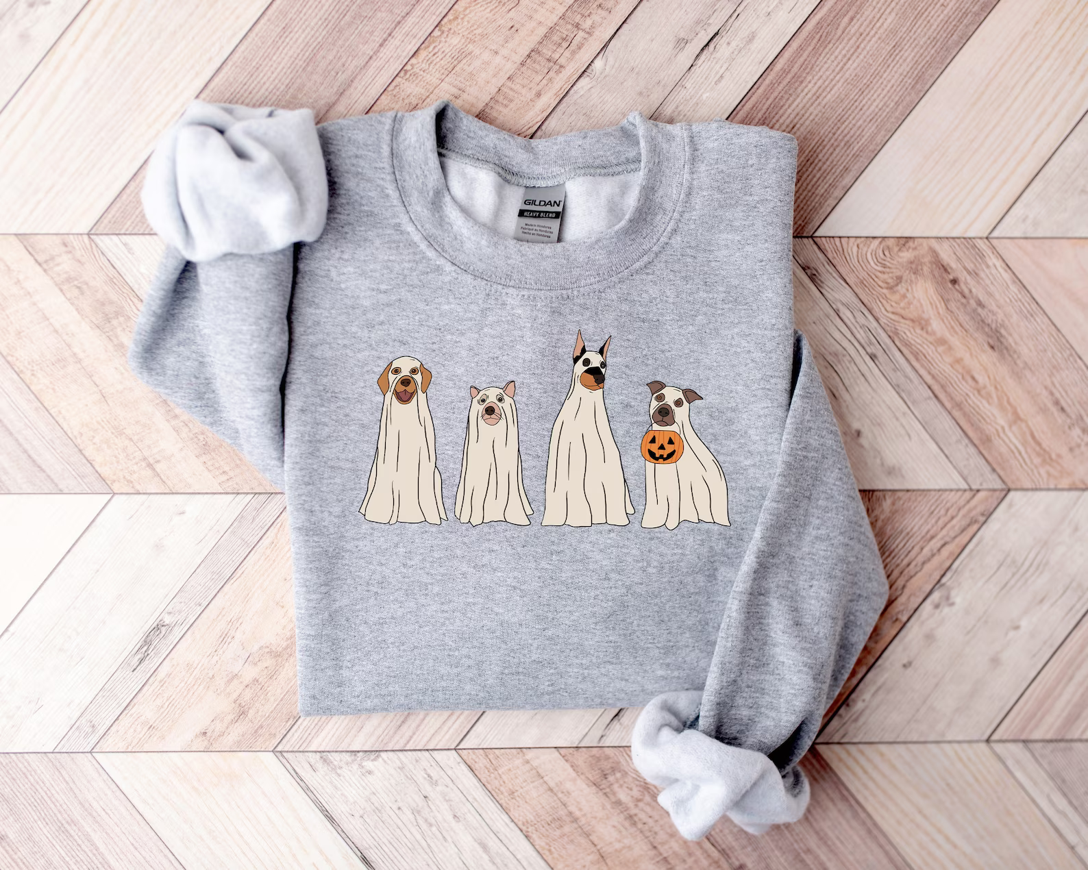 Rags Revived - Wholesale Graphic Sweatshirt - Women's - Halloween Ghost Dogs Puppies Fall Autumn Sweatshirt1