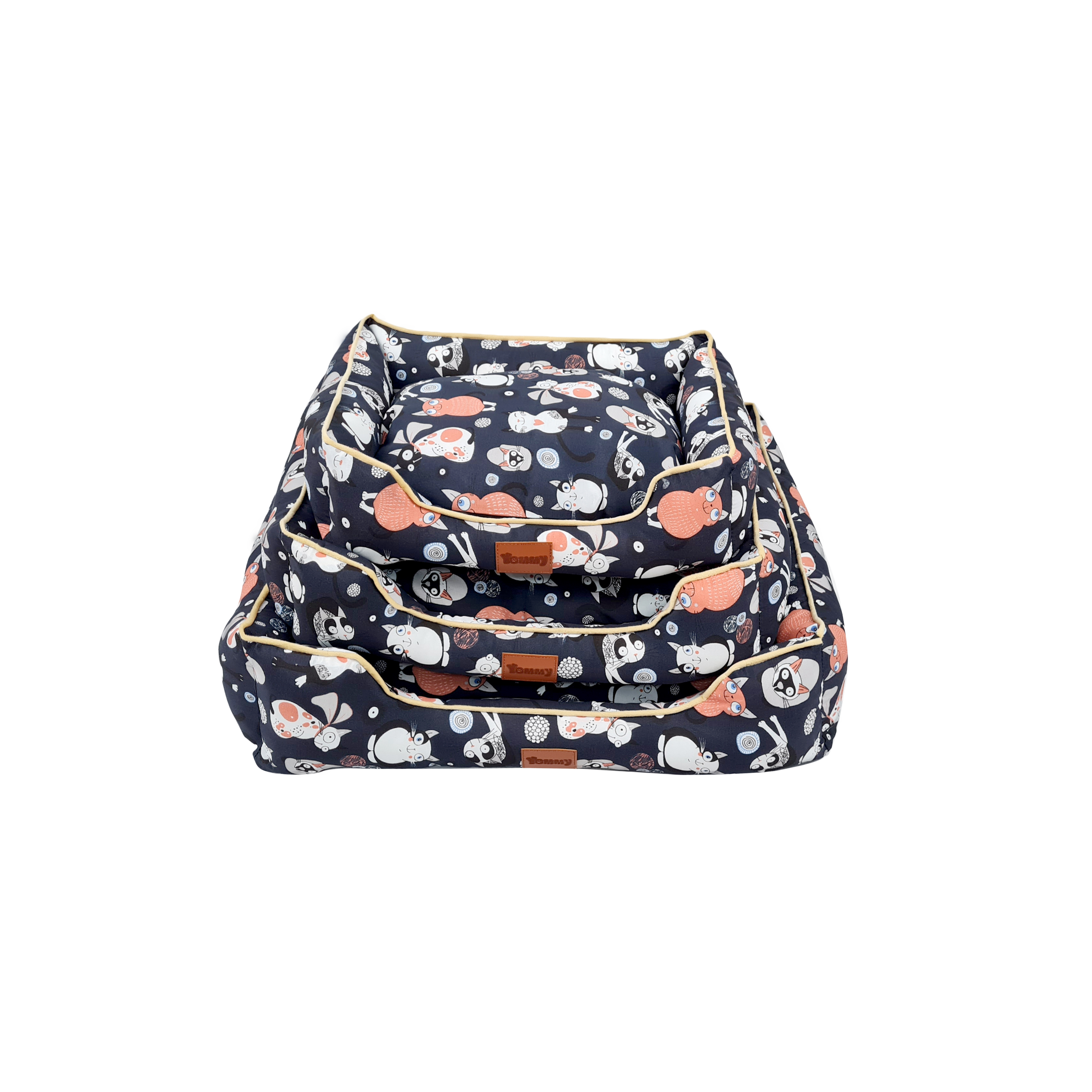 Amomi - Wholesale Pet Bed - Dog - 3 Pcs Linen Dog Bed With Cat Print (2 Colors)2