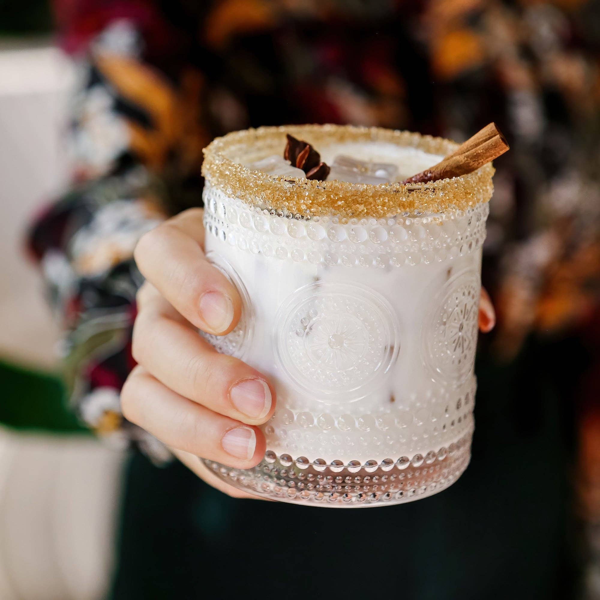 Kate Aspen - Wholesale Cocktail/Liquor Glass - 10 oz. Hobnail Beaded Floral Clear Drinking Glasses (Set of1