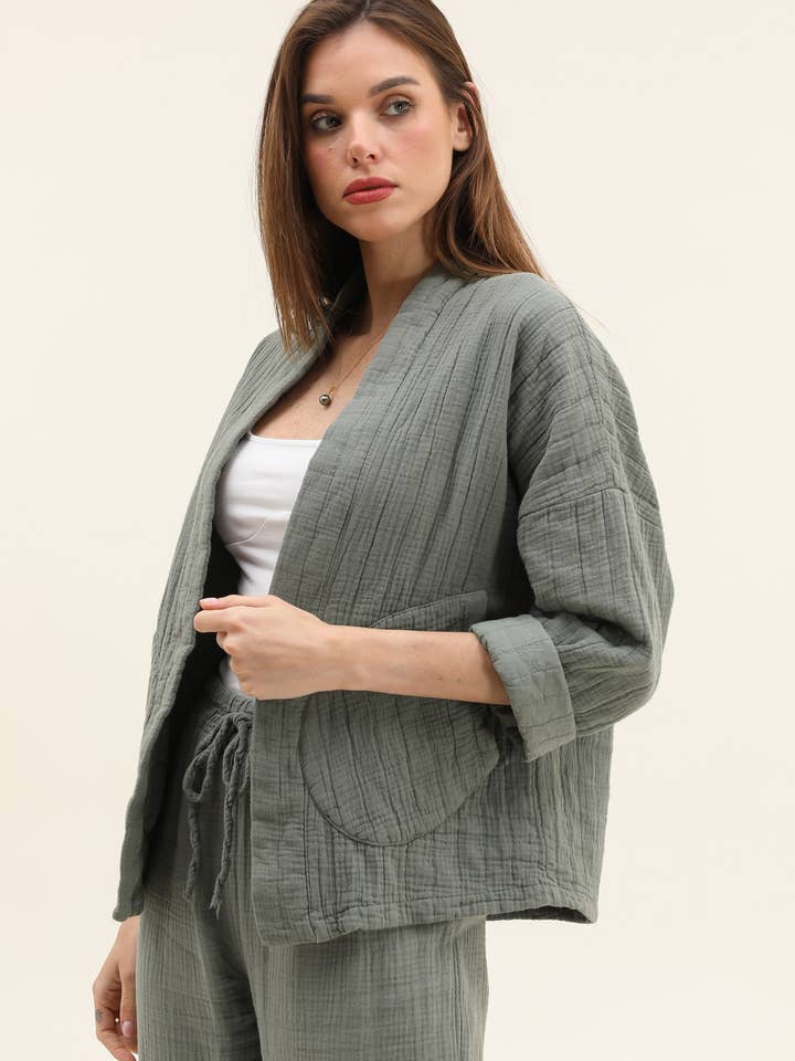 Moonsun - Wholesale Jacket - Women's - #5230 cotton-gauze kimono-style jacket30