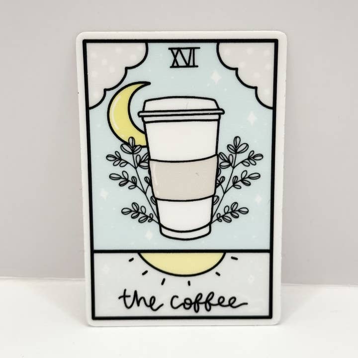 Der süße Kaffee Tarotkarten Vinyl-Aufkleber | Matt für den Großhandel von Plannermonkeyco