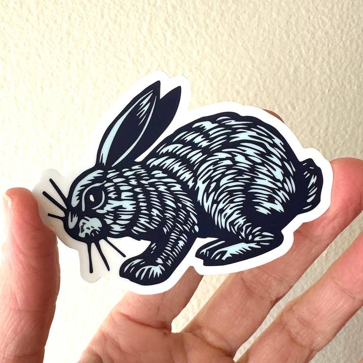 Blue Bunny Waterproof Sticker for wholesale by Horse & Hare