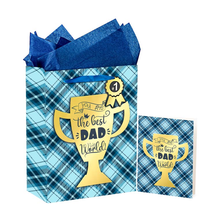 Sac cadeau fête des pères 13" - Meilleur papa & papier de soie pour la vente par Wrapaholic Gifts & Packing Company