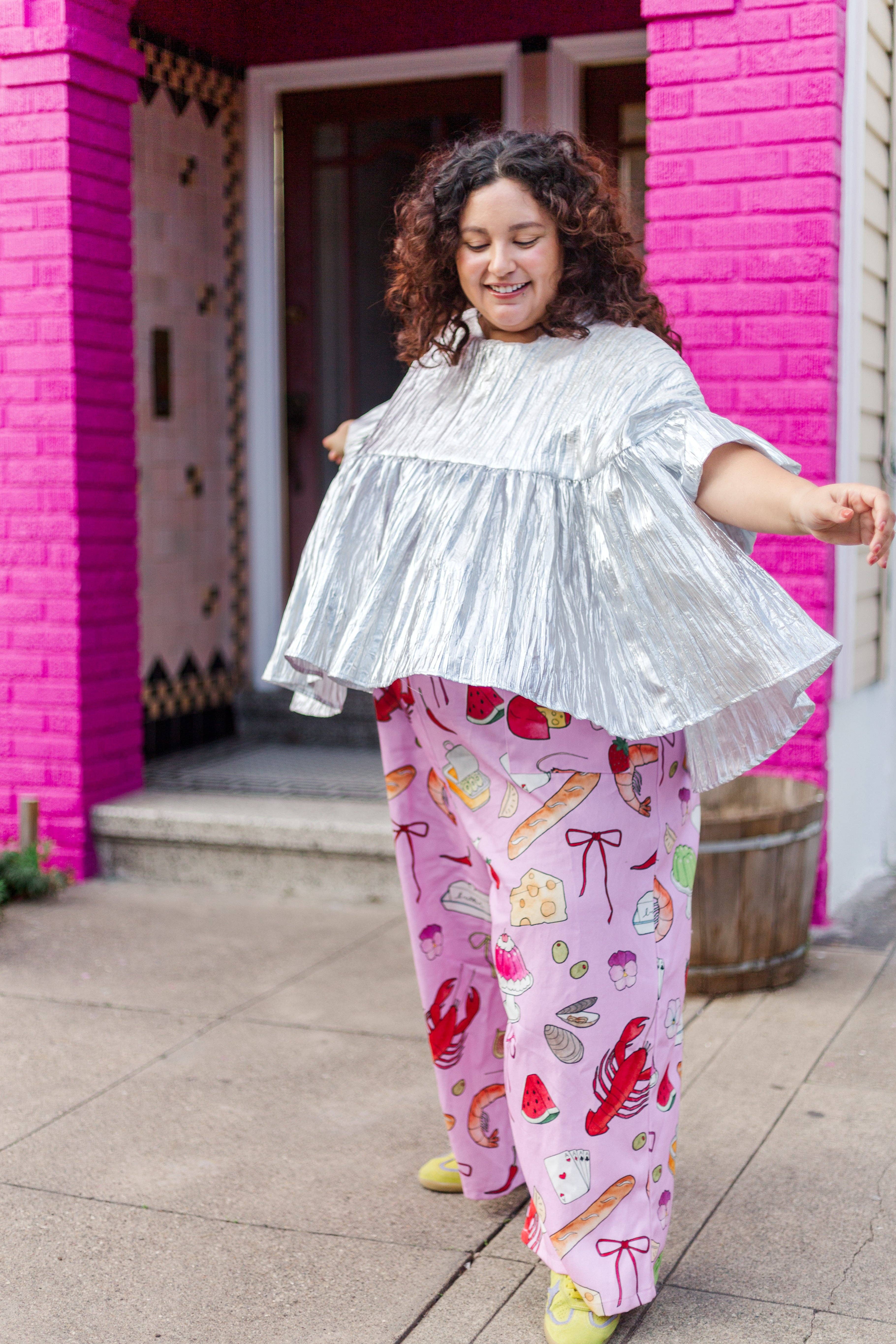 Nettle Studios - Wholesale Blouse - Women's - Size-Inclusive Plus Size Womens Silver Metallic Gathered Top26