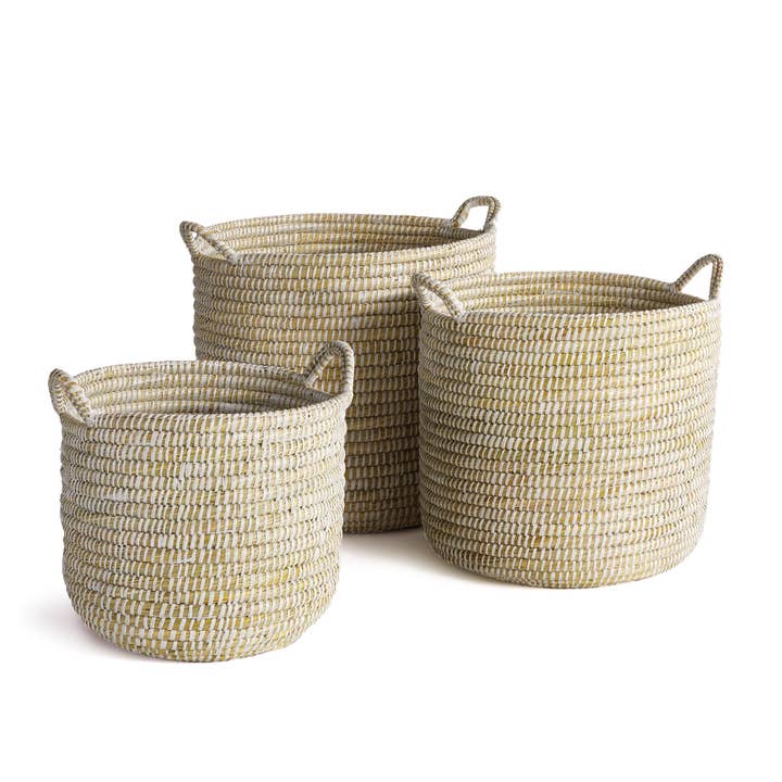 Rivergrass Round Baskets With Handles, Set of 3 for wholesale by Napa Home & Garden