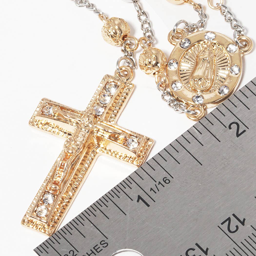 Fashion City - Wholesale Ketting met gebedskralen - Rozenkransketting met gouden onderdompelen8