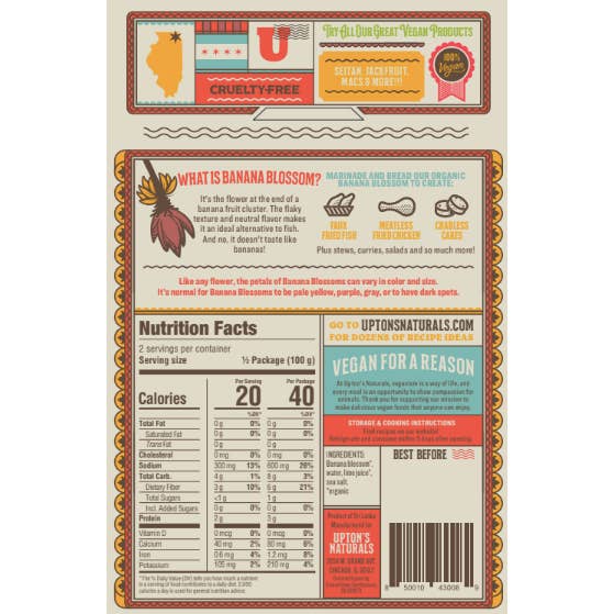 Upton's Naturals - Wholesale Shelf Stable Prepared Meal - 50% Off Banana Blossom Best By 2/6/20262