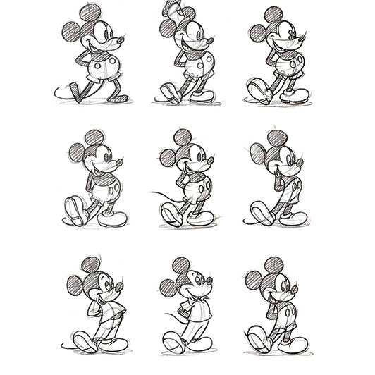 The Art Group - Venta al por mayor Ilustración - Mickey Mouse (boceto, varios) - PPR40337