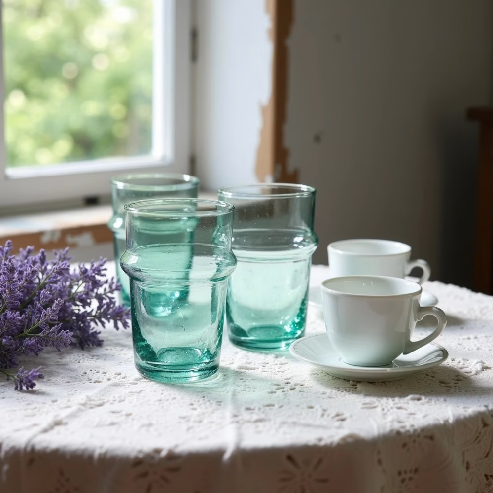 High crafty - Wholesale Drinking Glass/Cup - Authentic Moroccan Beldi Tea Glasses – Set of 6 Handblown Gl4