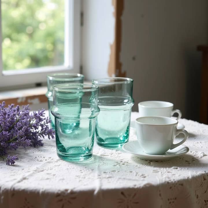 High crafty - Wholesale Drinking Glass/Cup - Authentic Moroccan Beldi Tea Glasses – Set of 6 Handblown Gl4