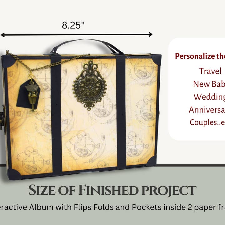 CrafTreat - Wholesale Scrapbook - CrafTreat Suitcase DIY Scrapbook Blanks - Black & Kraft3