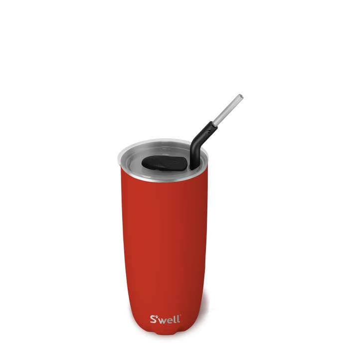 S'well - Wholesale Insulated Mug/Tumbler - 24oz Poppy Red Tumbler with Straw1